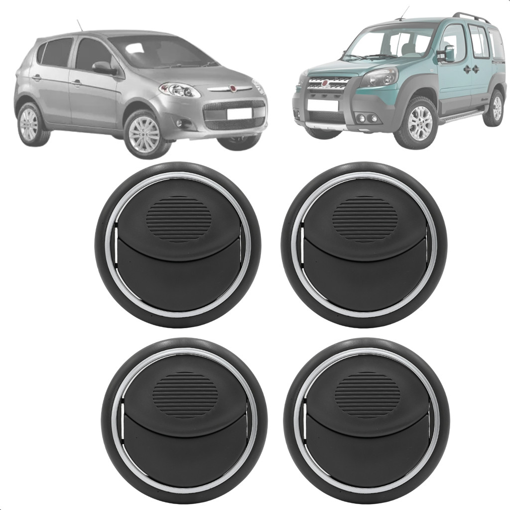Jogo 4 Difusores De Ar Aro Prata Doblo 2002 Até 2018 Palio 2012 a 2018