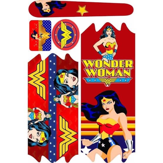 Cartela Adesivo Bicicleta Infantil de Personagens Aro 16/20/24 Mulher Maravilha em Oferta na Shopee
