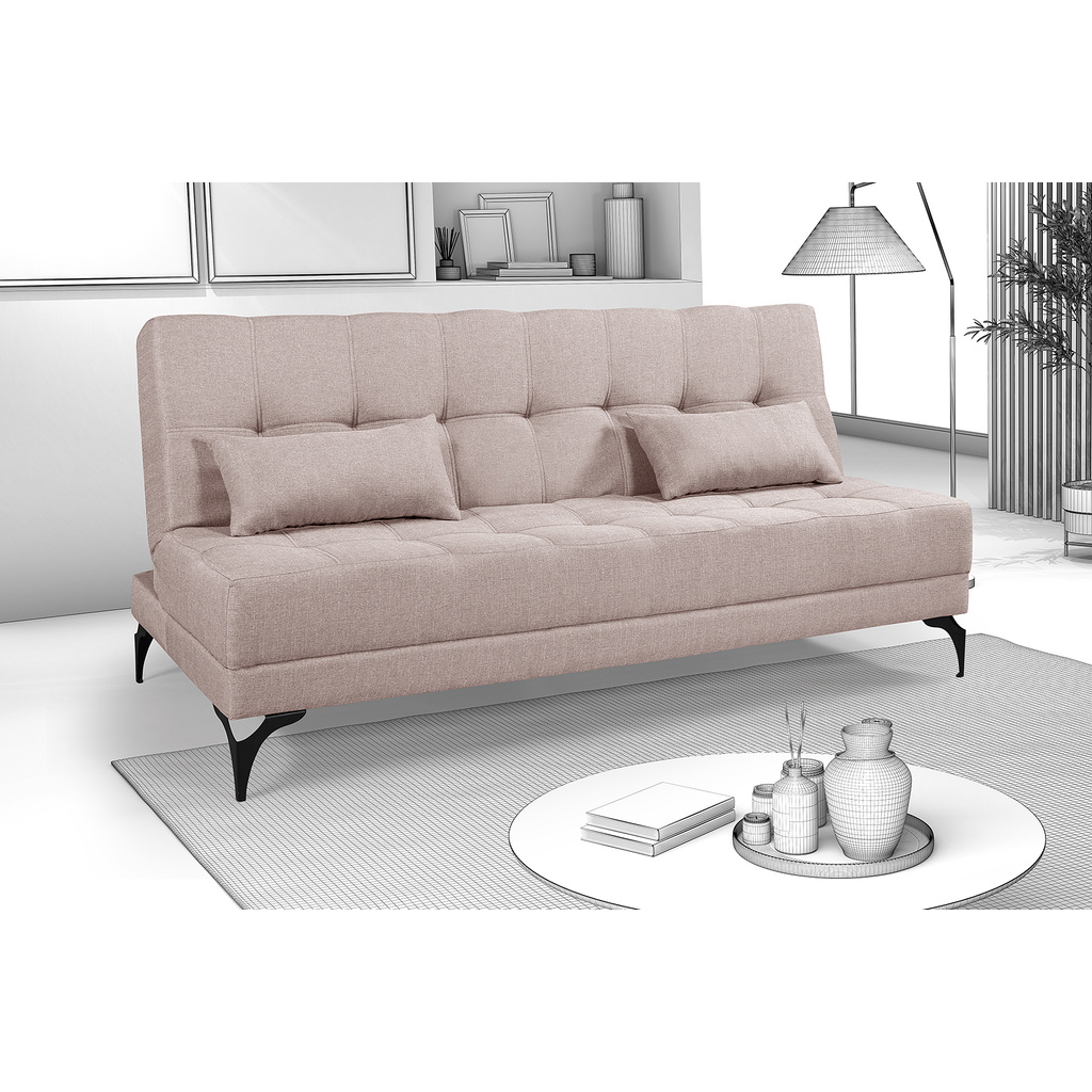 Sofá Cama Solteiro Nevada Reclinavel Revestimento Linho Pes em Ferro