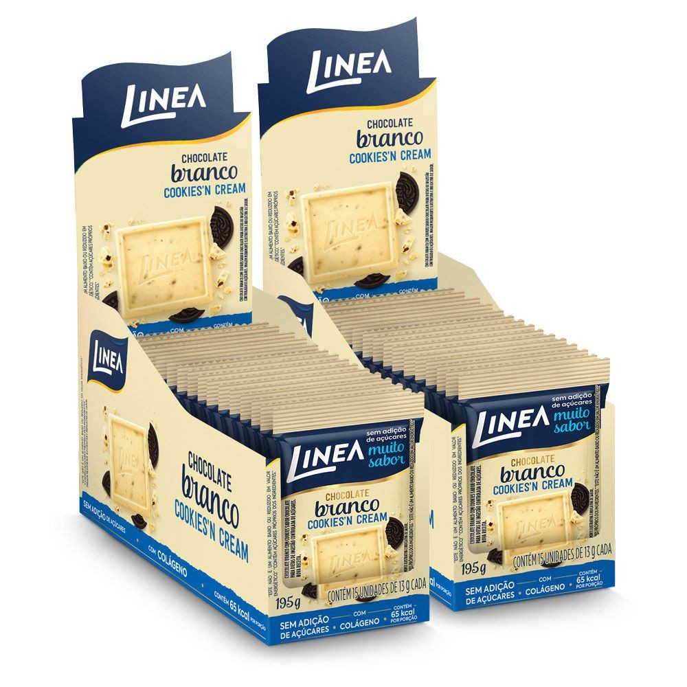Kit 2 Displays de Mini Chocolate Linea Sabor Cookies’n Cream 15 unidades de 13g - Food & Beverages