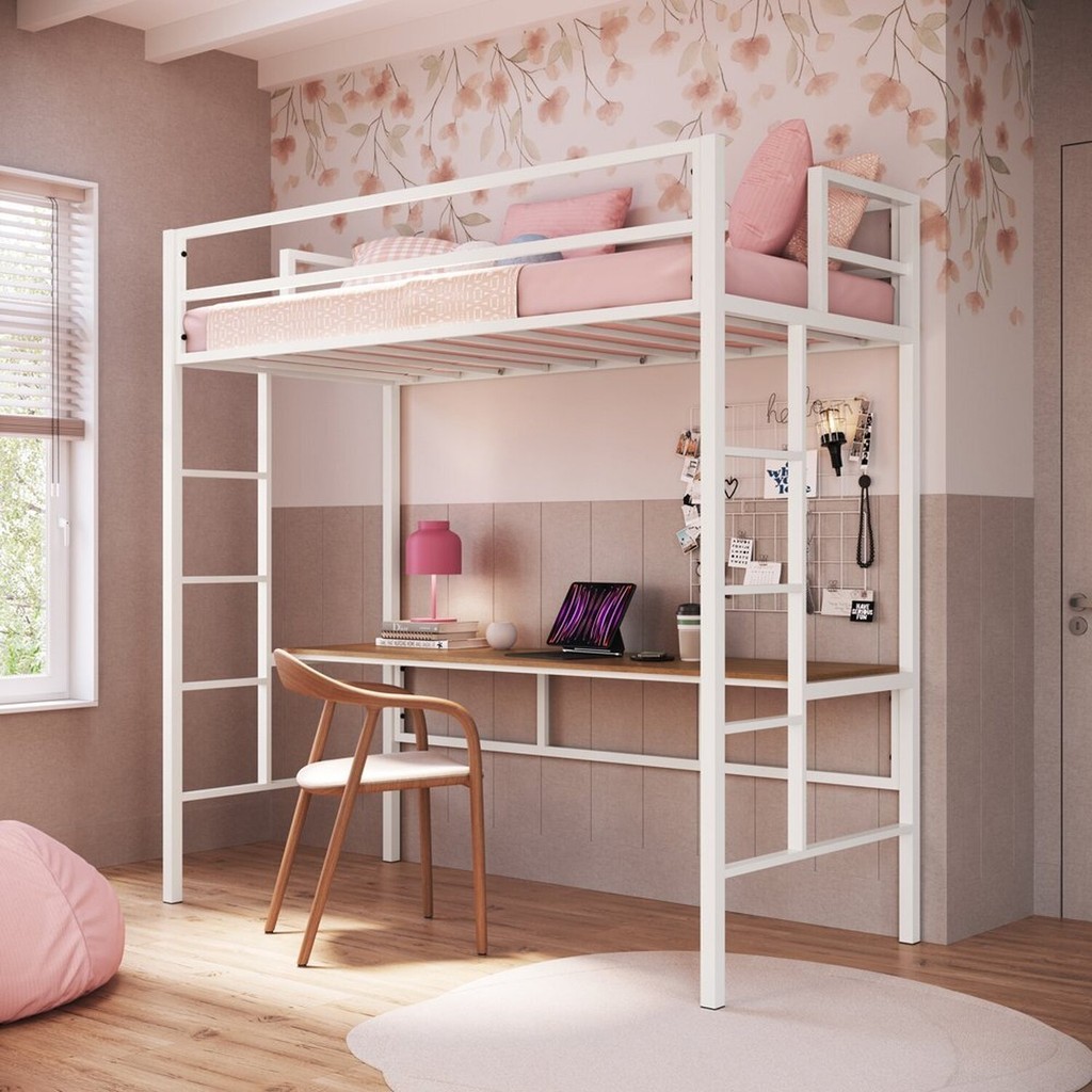 Beliche Suspenso de Solteiro em Ferro Jolie Branco em Oferta na Shopee