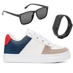 Tênis Menino Infantil Funfy Conforto + Óculos E Relógio