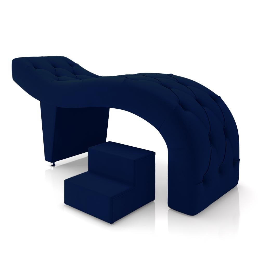 Maca de Estética para Massagem Cílios Fixa Lash Estofada com Escada Veludo Azul G83 - Gran Belo em Oferta na Shopee