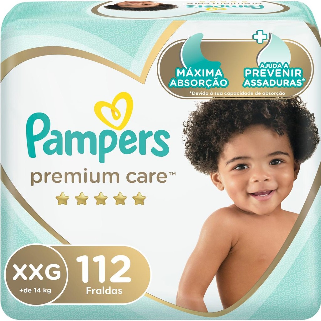 Fralda Pampers Premium Care Topíssima XXG com 112un em Oferta na Shopee