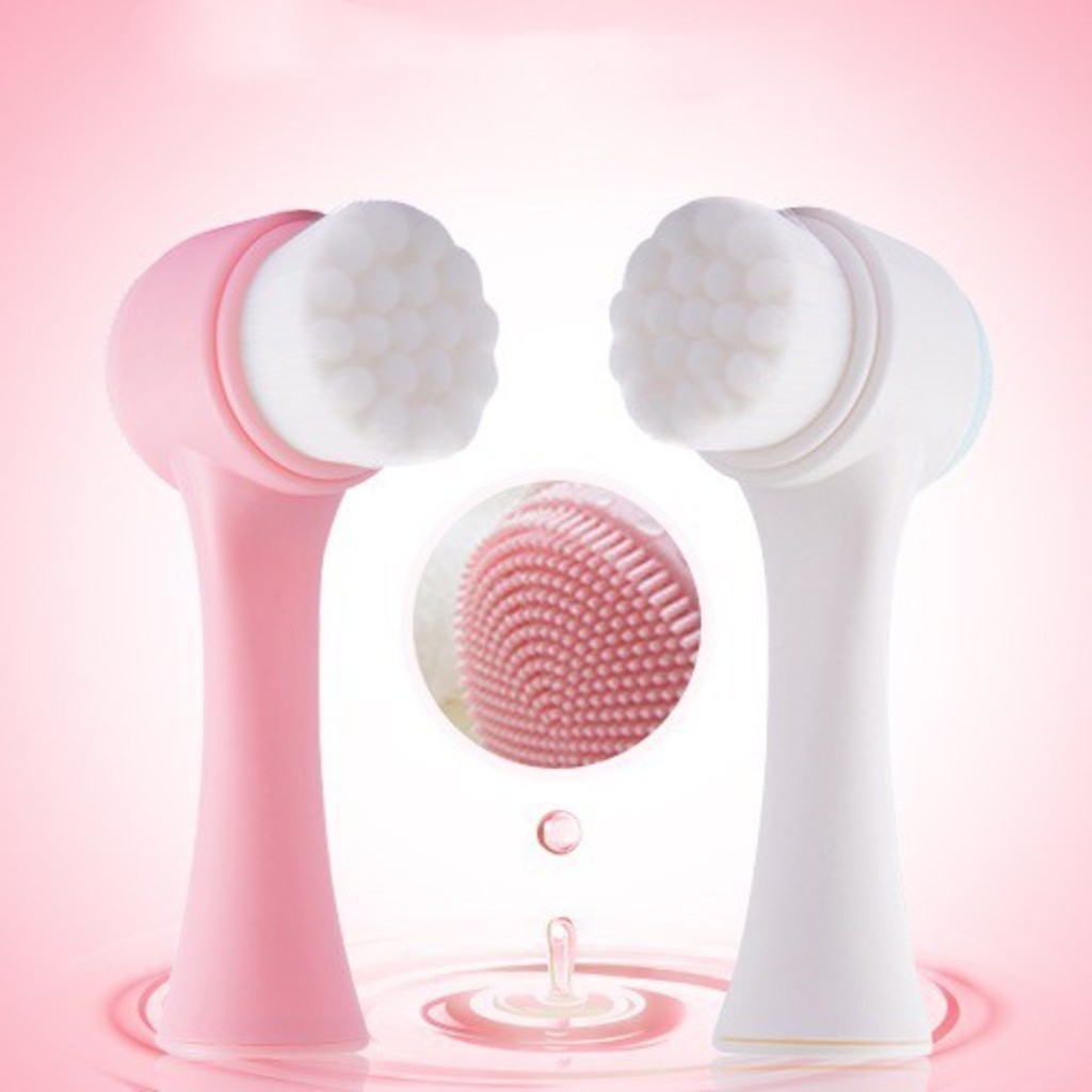 Escova Limpeza Facial 2 Em 1 Aparelho Massagem Esponja Cerdas Macias Dupla Face Escova De Limpeza De Cravosliligirl