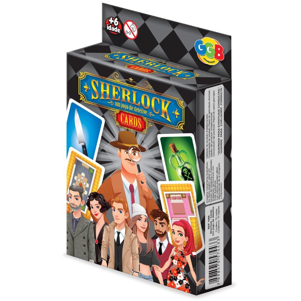 JOGO SHERLOCK 75 CARTAS GGB BRINQUEDO MESA DETETIVE SCOTLAND YARD HOLMES SUSPEITO INVESTIGAÇÃO CRIME em Oferta na Shopee
