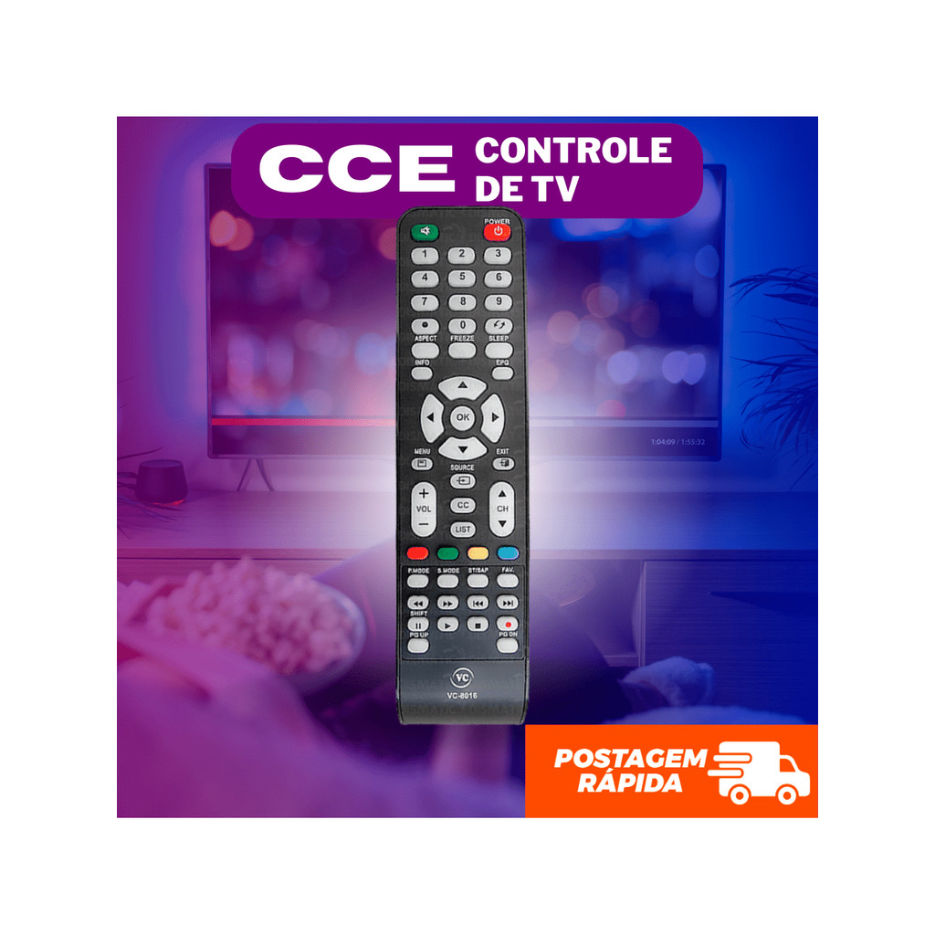 Controle Para Tv CCE Led D4201 D32 D37 D42 Rc512 Rc517 - 7974 Ln39g Ln32g Lt32g Lk42 Lh42