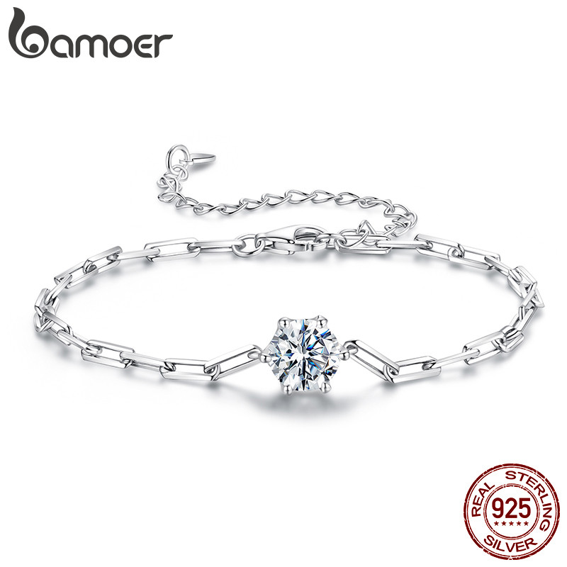 Pulseira De Prata Esterlina 925 Com Design Original BAMOER , Joias De Moissanite Brilhantes , Presentes Para Mulheres em Oferta na Shopee
