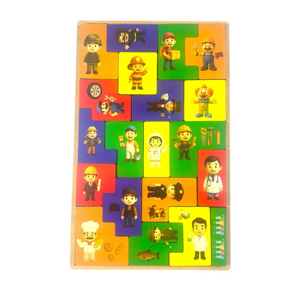 Jogo Tetris Profissões Infantil  Quebra-Cabeça Educativo Montessoriano com 20 Peças