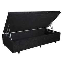 Cama Box Baú Solteirão Homequeen Suede Preto 41x96x203