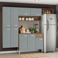 Armário De Cozinha Completa 229cm Rustic/cinza Emilly Fit Madesa Rustic/cinza