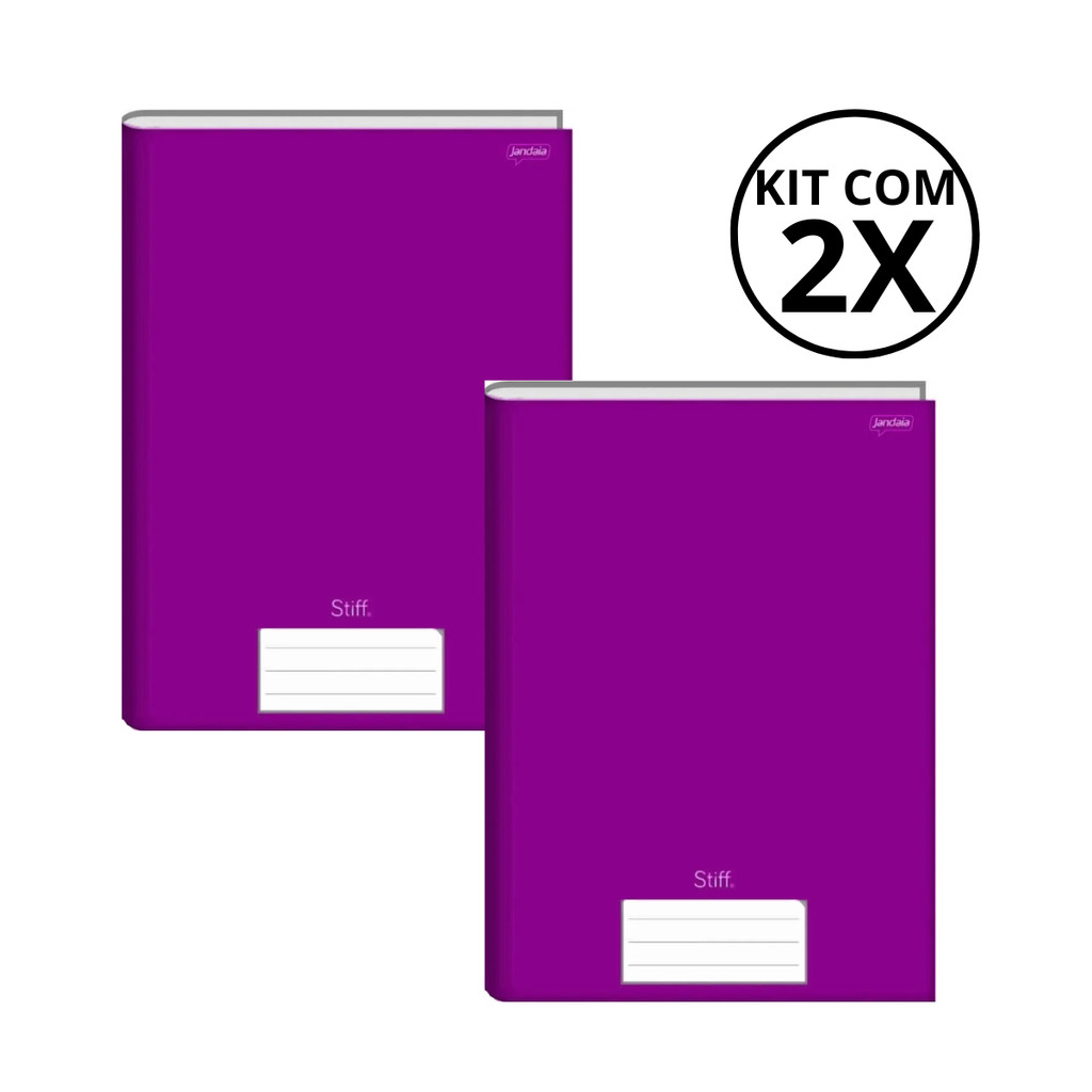 Kit Com 2 Caderno Brochura 96 Fls Pautado Capa Dura - Stiff COR:ROXO em Oferta na Shopee