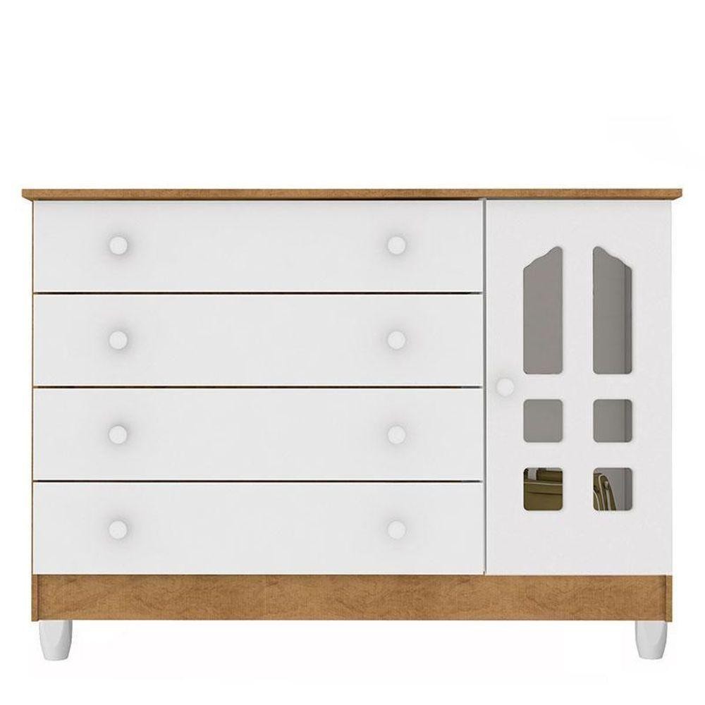 Cômoda Infantil Gran Selena Branco Acetinado Amadeirado - Carolina em Oferta na Shopee