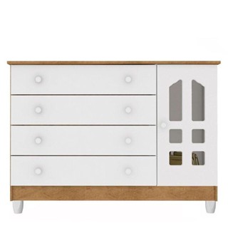 Cômoda Infantil Gran Selena Branco Acetinado Amadeirado - Carolina em Oferta na Shopee