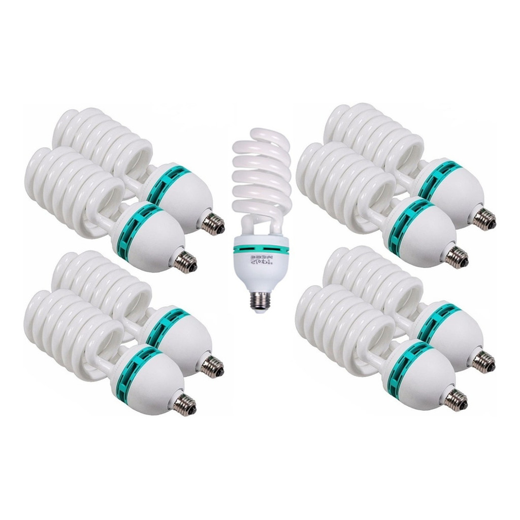 9x Lâmpada Tricool Espiral E27 135w 5500k Estúdio Softbox