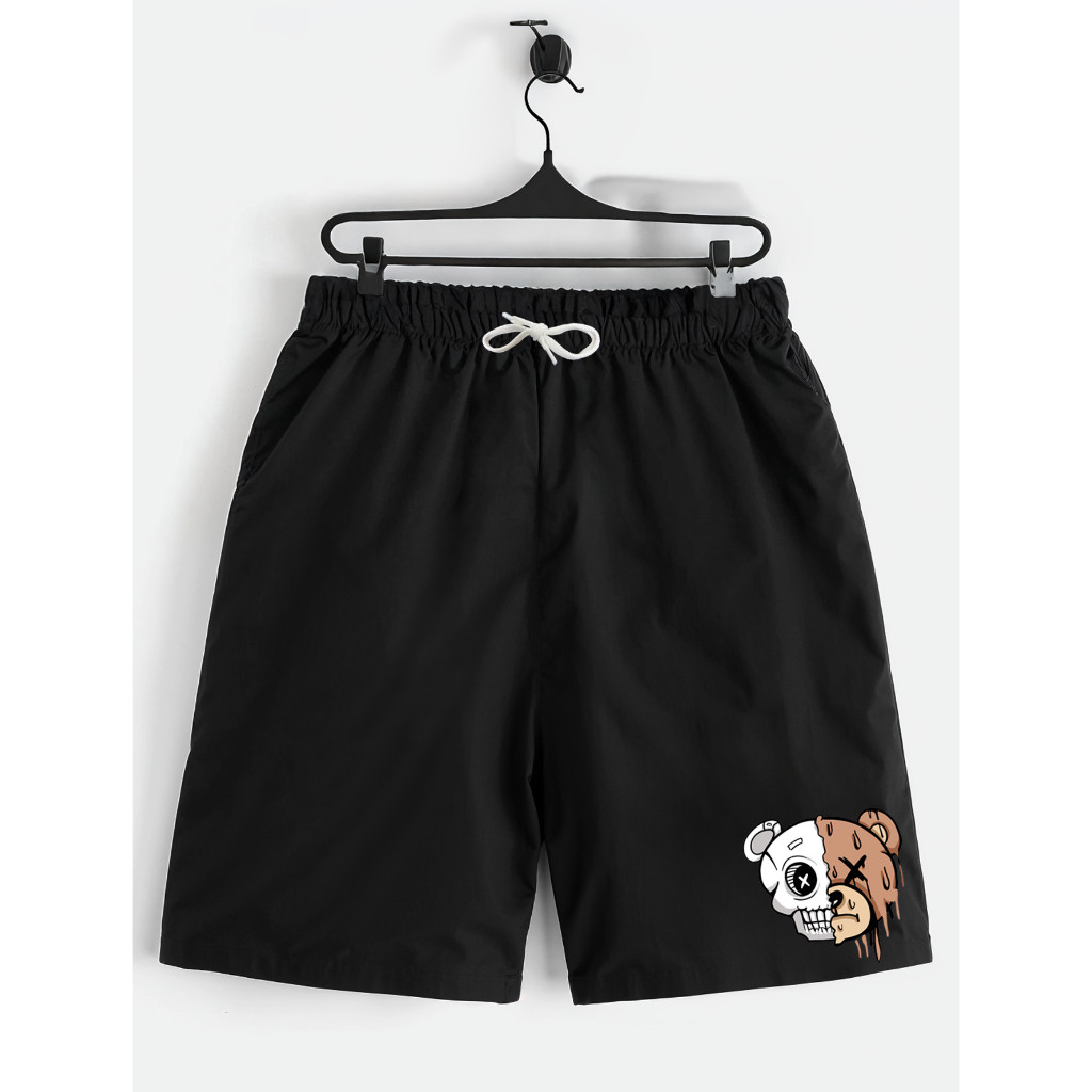 Shorts Preto Bermuda Calção Verão Urso Hapiness Estampado Infantil Juvenil envio rapido