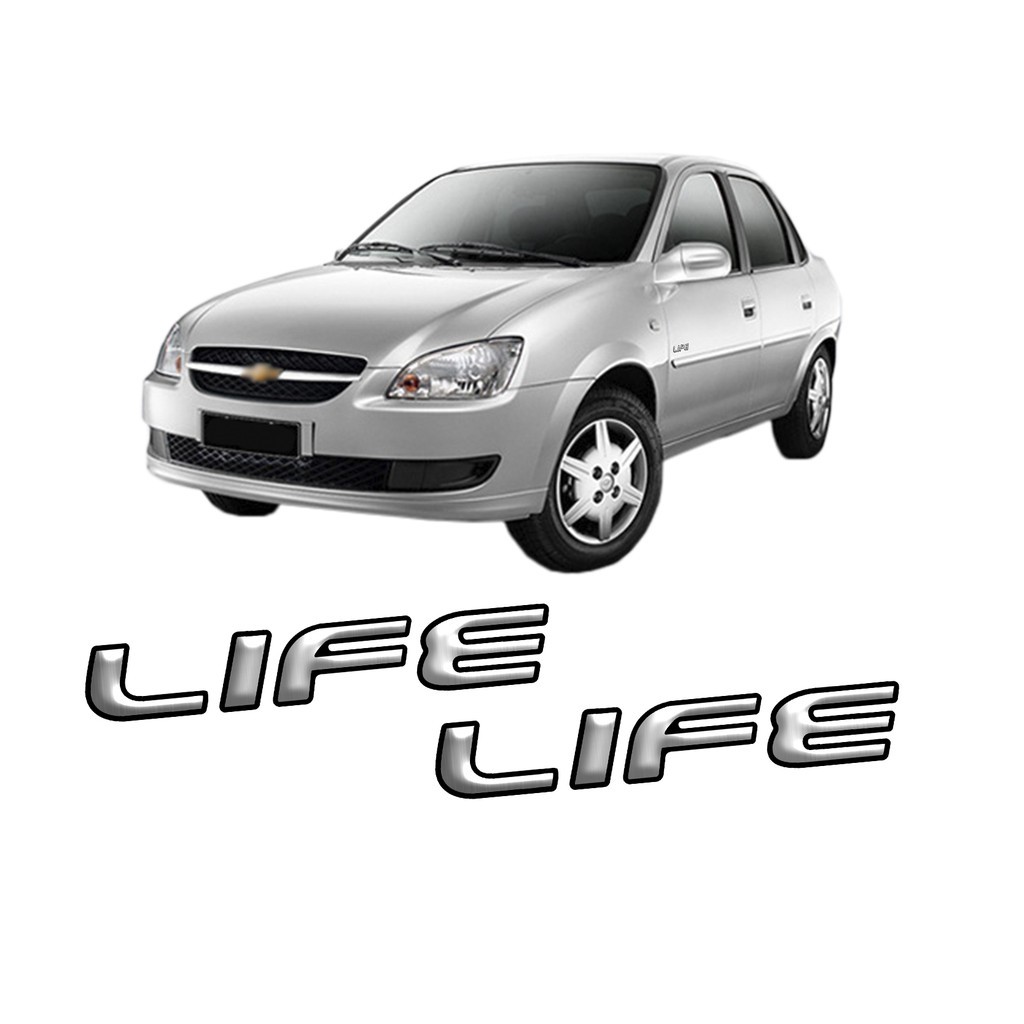 Par de Emblema Lateral da Porta Adesivo Resinado Emblema Life Chevrolet Corsa Classic Life 2006 2007 2008 2009 2010 2011