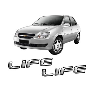Par de Emblema Lateral da Porta Adesivo Resinado Emblema Life Chevrolet Corsa Classic Life 2006 2007 2008 2009 2010 2011