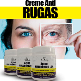 Creme Anti Rugas Ácido Hialurônico Colágeno E Rosa Mosqueta 120g Hidratante Facial Reduz Linhas De Expressão