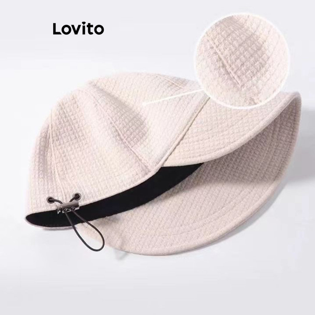 (Trendy) Lovito Casual Chapéu Guarda Sol Liso Proteção Solar Waffle Chapéu Para Mulheres LFA13243 - Fashion Accessories