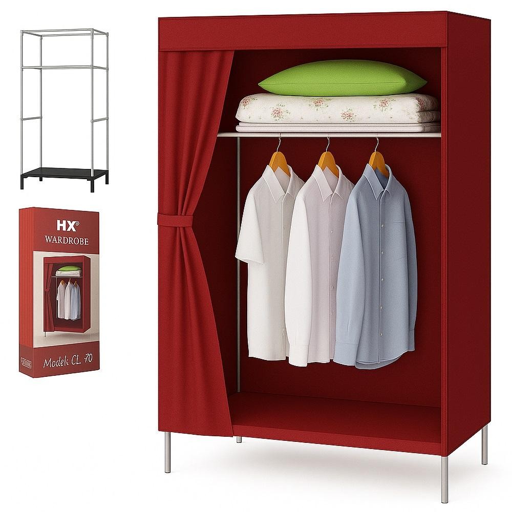 ARMARIO COMPACTO ORGANIZADOR QUARTO CLOSET CAMPING GUARDA ROUPA ARARA CABIDEIRO PORTATIL MULTIUSO VERMELHO
