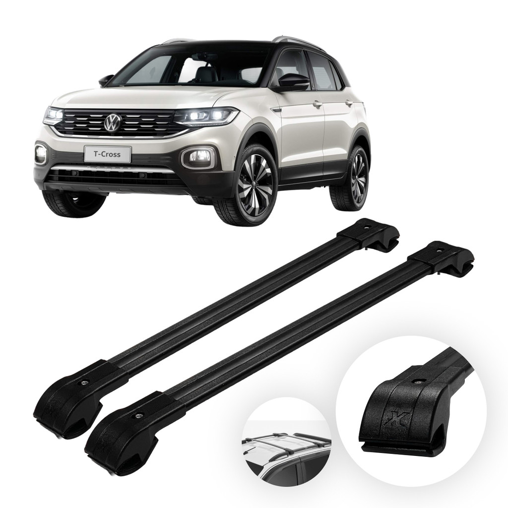 Suporte Teto Travessa Bagageiro Volkswagen T-Cross 2019 A 2025 Par 100% Alumínio