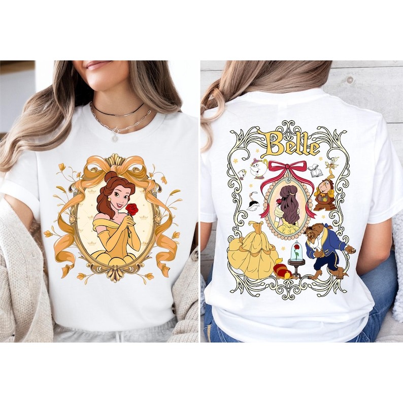 Camiseta Unissex Feminino Princess Belle Streetwear Algodão Premium em Oferta na Shopee