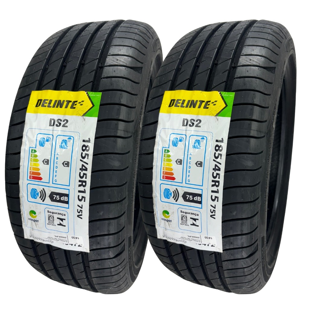 Kit 02 Pneus 185/45R15 Delinte DS2 Original 75V Perfil Baixo, Esportivo e Alta Aderência em Oferta na Shopee
