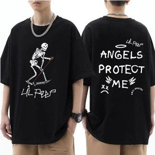 Camiseta Premium em Algodão Puro Camiseta Unissex Lil Peep Angels Protect Me Streetwear T-shirt Algodão Simples Con