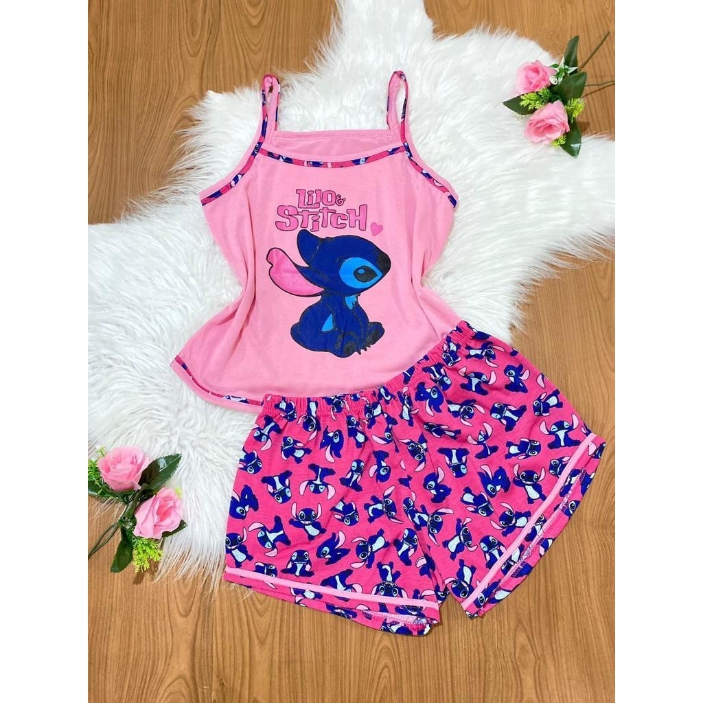 Baby Doll Feminino Adulto Stitch Disney | Pijama Confortável de Dormir em Oferta na Shopee