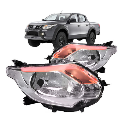 Par Farol L200 Triton 2017 A 2023 Cromado Pisca Ambar