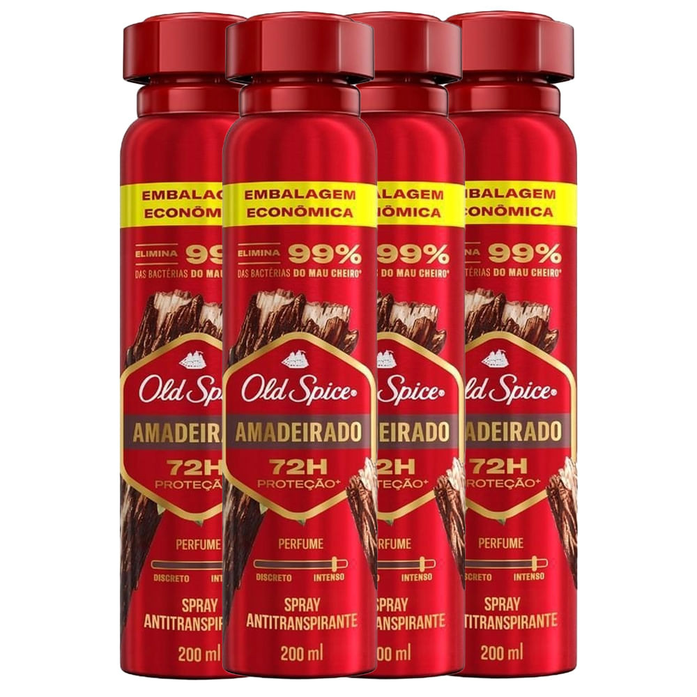 Kit Desodorante Aerosol Old Spice Amadeirado 200ml - 4 Unidades - Beauty