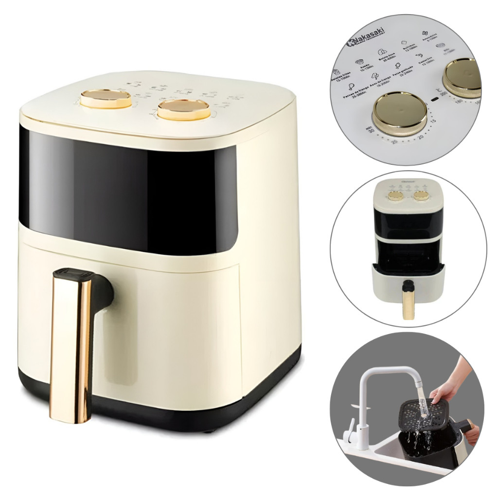 Fritadeira Elétrica Air Fryer 3L 1480W Compacta Antiaderente