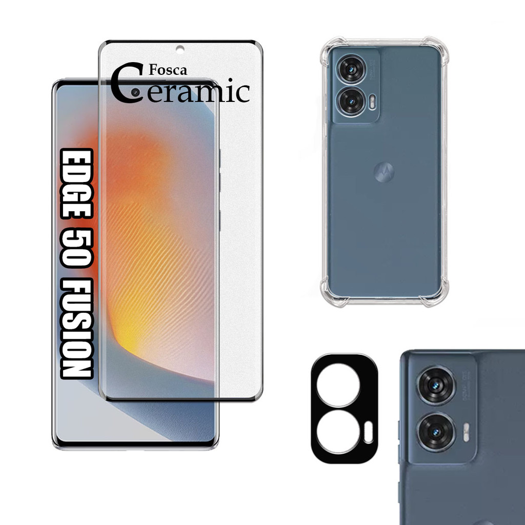 KIT Para Motorola Edge 50 Fusion - Película Fosca de Cerâmica 9D - Capa - Câmera em Oferta na Shopee
