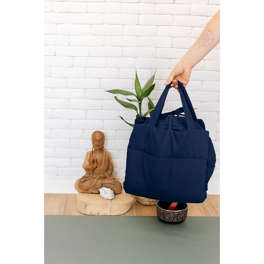 Imagem Kit Meditação Yoga Almofada Zafu Zabuton Marinho Conforto