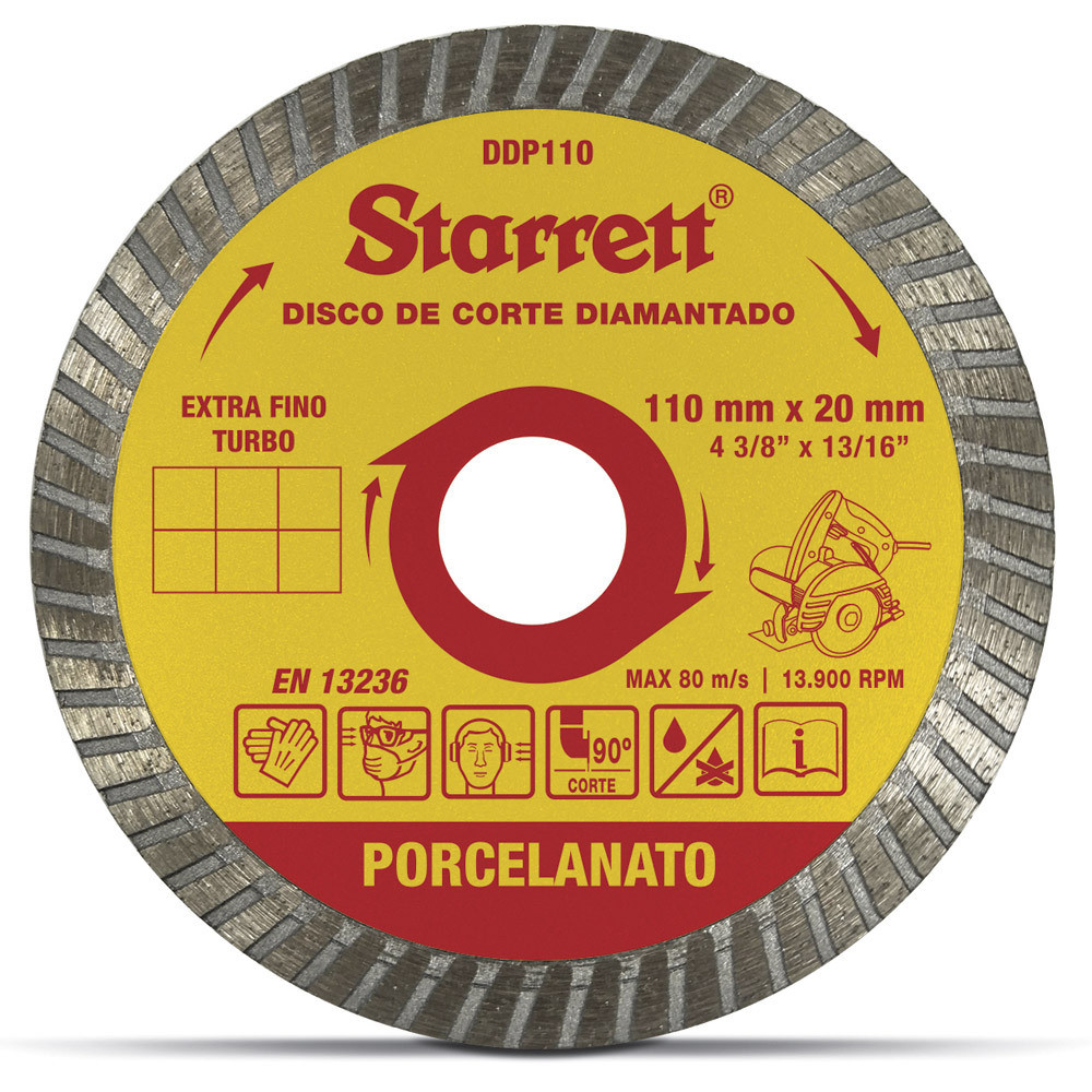 Disco diamantado turbo 110 mm p/ porcelanato DDP110 Starrett - Home & Living