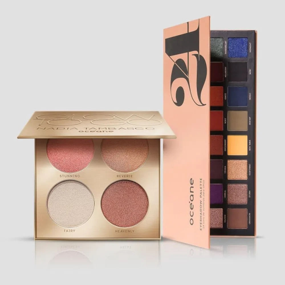 Kit Paleta de Iluminadores Nádia Tambasco By Océane + Paleta de Sombras 24 Cores Océane (2 Produtos) - Beauty