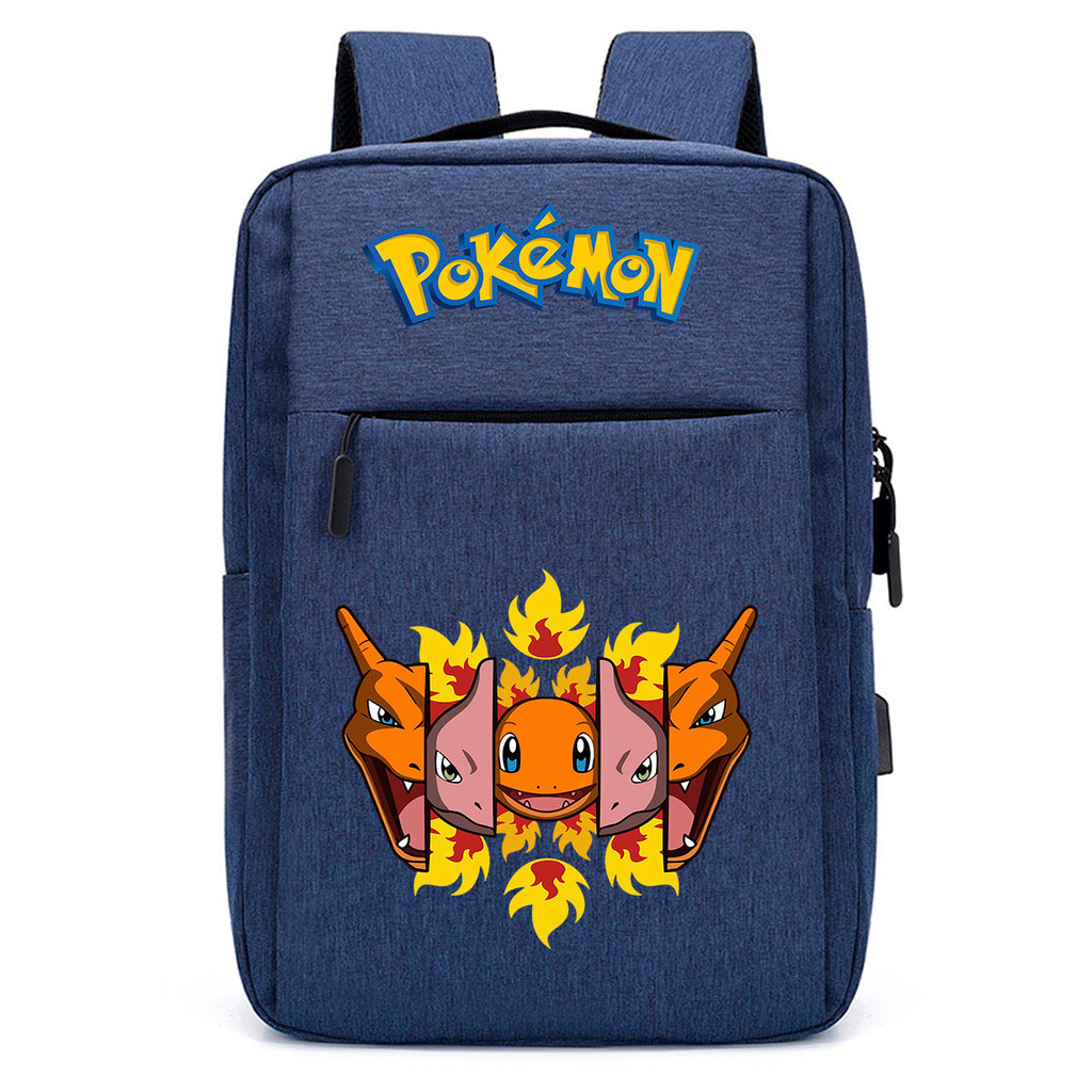 Mochila Escolar Infantil Menino Anime Caçadores de Poke Com Entrada USB e Espaço Para Cadernos