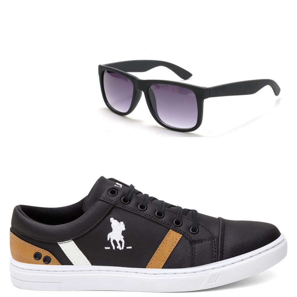 Kit Sapatênis Masculino Polo Plus Original + Óculos de Sol Estiloso Confortável Casual Urbano