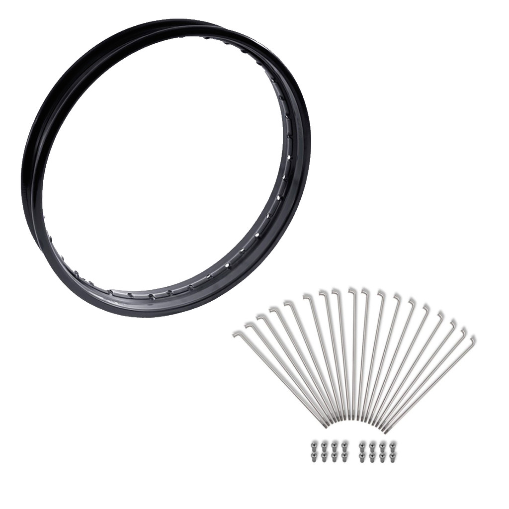 Kit Aro Traseiro 14x1.60 + Jogo Raio 3.5mm Moto Honda Biz 100 125 1998 Até 2017 Ks Es Preto