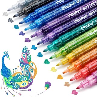 Ohuhu Caneta Marcadora 12 Cores Conjunto Caneta Metálica Caneta Hidrossolúvel Caneta Colorida Ponta Fina Para Adultos