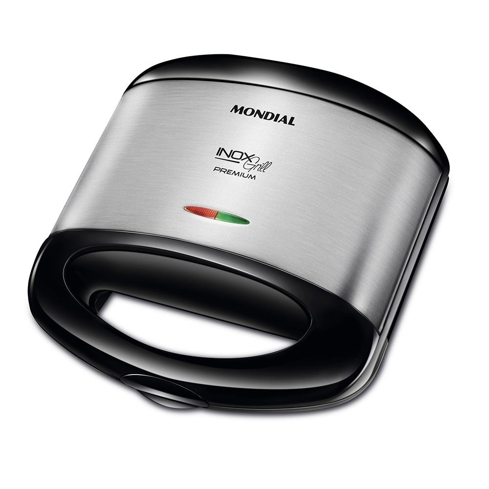 Grill e Sanduicheira Premium Mondial Preto e Inox 800W S-07 em Oferta na Shopee