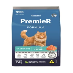 Ração Premier Para Gatos Castrados Sabor Salmão - 7,5Kg