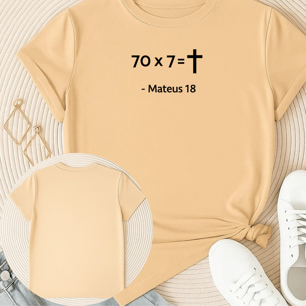 Camiseta Feminina Estampada Elegante Cristão 70 X 7 Blusa 100% Algodão Camisa Gospel