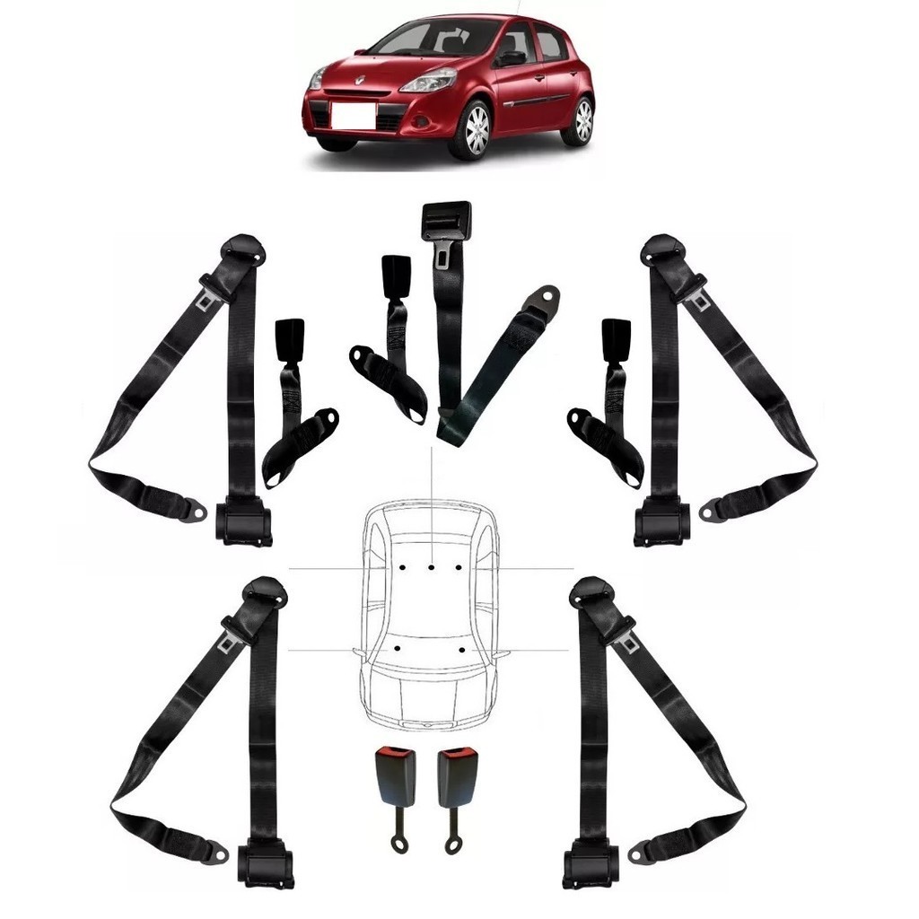Kit cinto de segurança COMPLETO para RENAULT CLIO + fechos em Oferta na Shopee