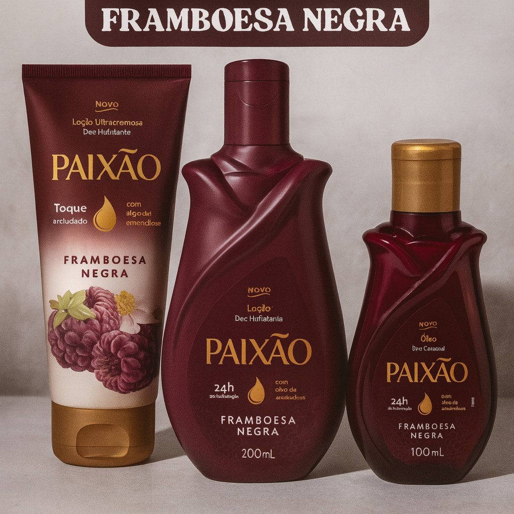 Hidratante e Óleo Corporal LINHA PAIXÃO - FRAMBOESA NEGRA