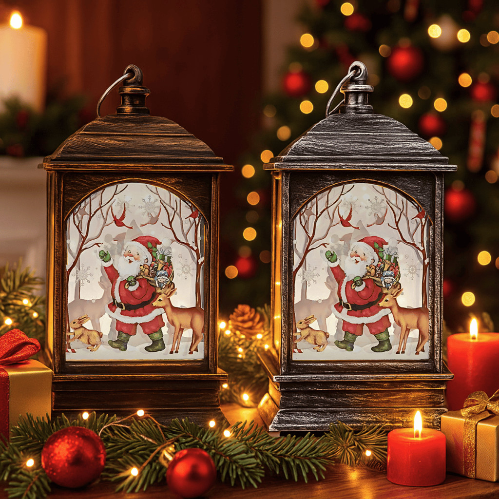 Kit 2 Luminária Natal 13cm Papai Noel Prata e Bronze - Wincy Casa / Decoração Natalina / Enfeite