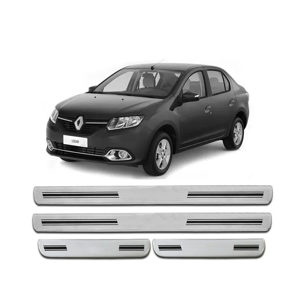 Kit Soleira Resinada Adesivo Renault Logan Novo 2008 a 2015