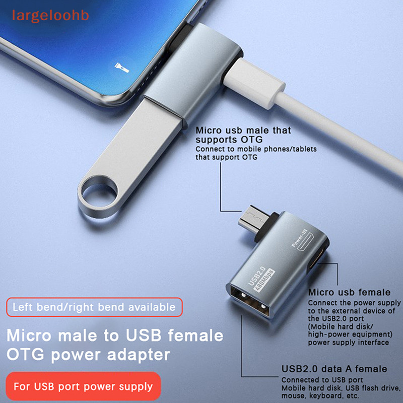 [largeloohb] Adaptador De Cabo OTG 4K 90 Graus Micro USB Para TV Tablet Fire Stick 4K