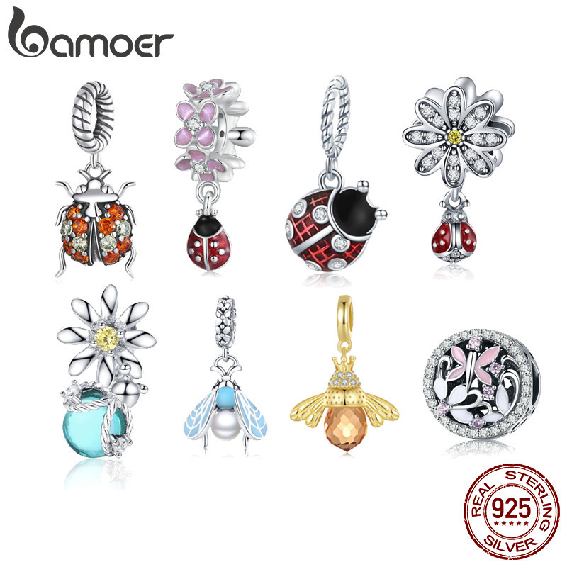 Bamoer 925 Sterling Silver Charms Cute Insect Series Pendant Casal Acessórios De Aniversário SCC1369 em Oferta na Shopee